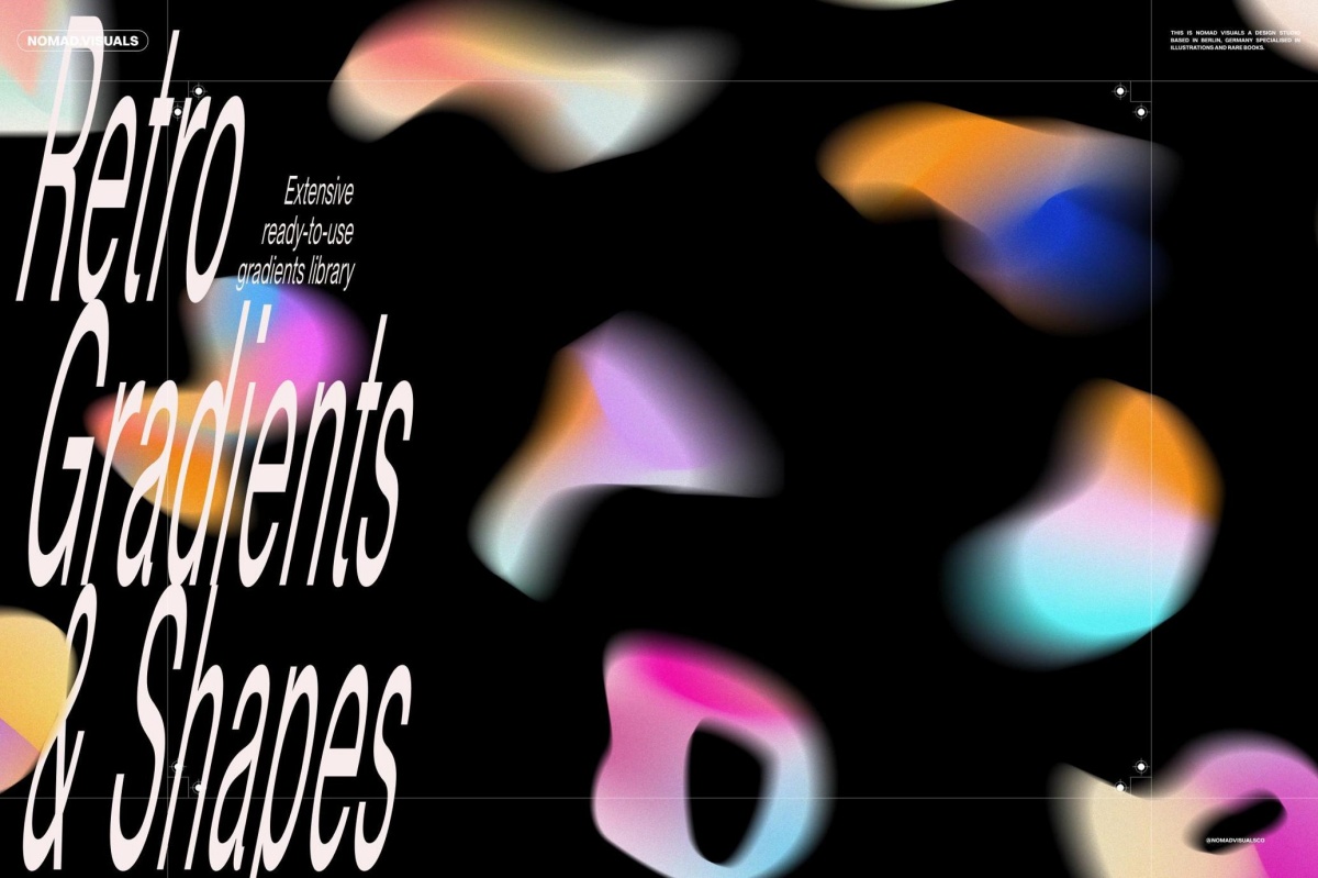 90款复古抽象艺术弥散光渐变散射AI矢量背景图形设计套装 Angeles – Retro Gradients & Shape（13406）图层云