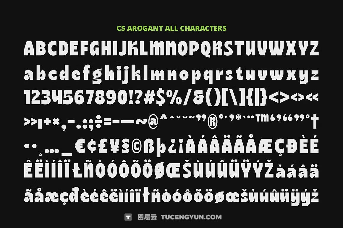 英文字体：复古趣味圆润粗体logo标题排版无衬线字体 CS Arogant – Bold Font（13438）图层云