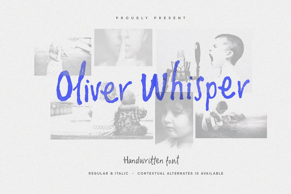 英文字体：复古潦草做旧手写风格钢笔水墨墨迹纹理笔触字体包 Oliver Whisper Messy Handwritten（13439）