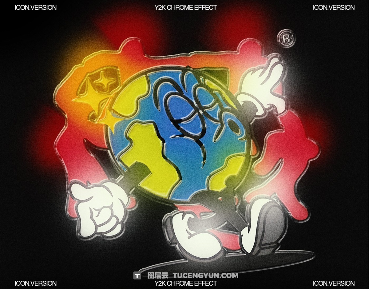 复古Y2Y风格梦幻发光酸性金属镀铬PSD特效样机 Züli – Y2k Chrome Effect Pack Collection (Text-Icon-Shape)图层云