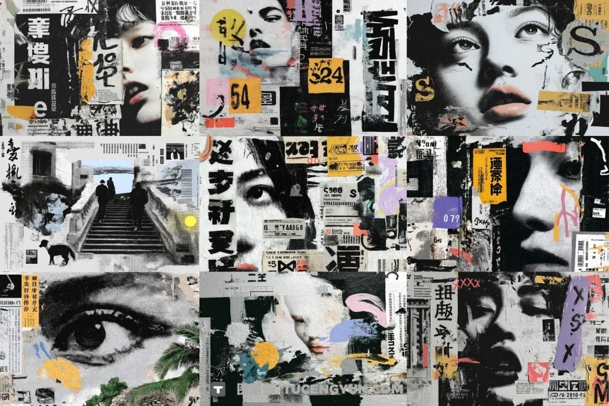 70个永恒日系风格都市现代拼贴艺术美学高分辨率背景PNG素材 70 Aesthetic Japanese Collage Backgrounds（13484）图层云