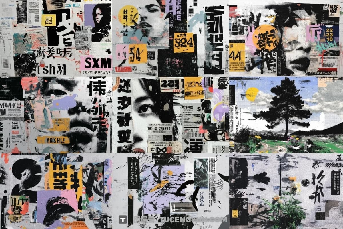 70个永恒日系风格都市现代拼贴艺术美学高分辨率背景PNG素材 70 Aesthetic Japanese Collage Backgrounds（13484）图层云