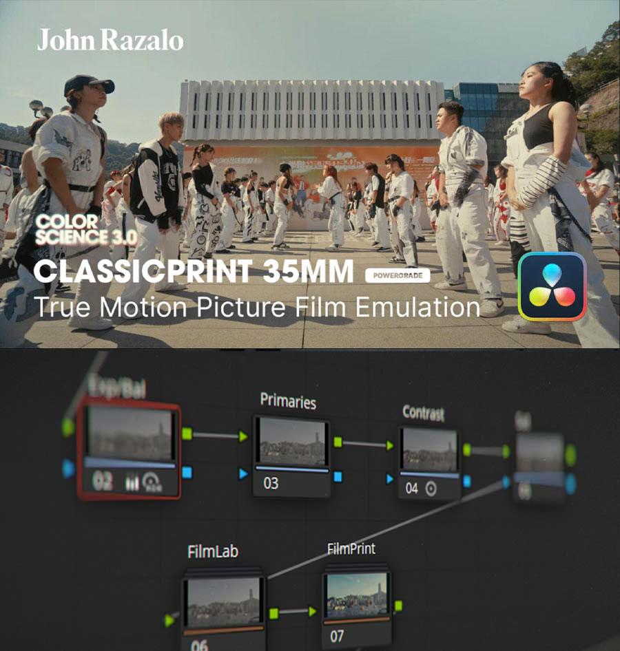 ClassicPrint 35mm Film Emulation PowerGrade V5 港风美学经典35mm胶片模拟电影视觉效果色彩分级达芬奇调色节点+LUT调色预设（10604）
