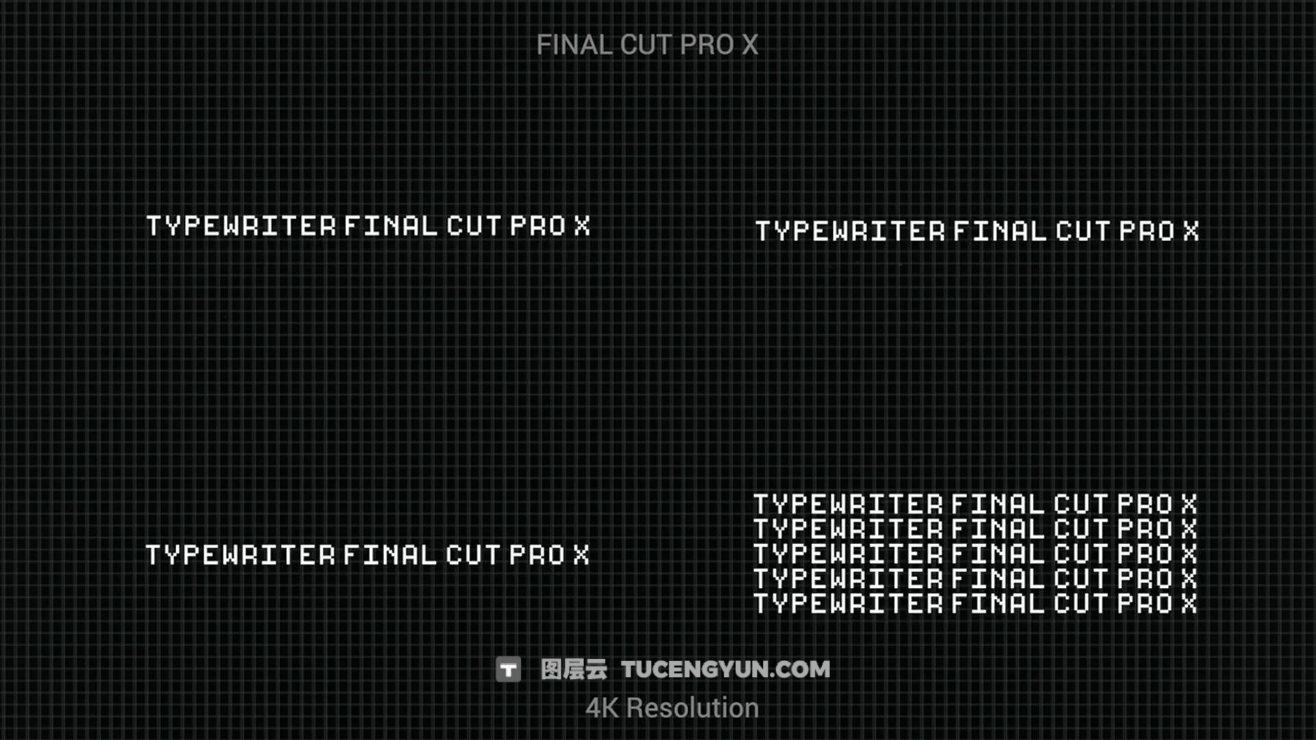 FCPX插件：70个复古8it像素风格光标移动闪烁打字输入文字标题动画（13518）图层云