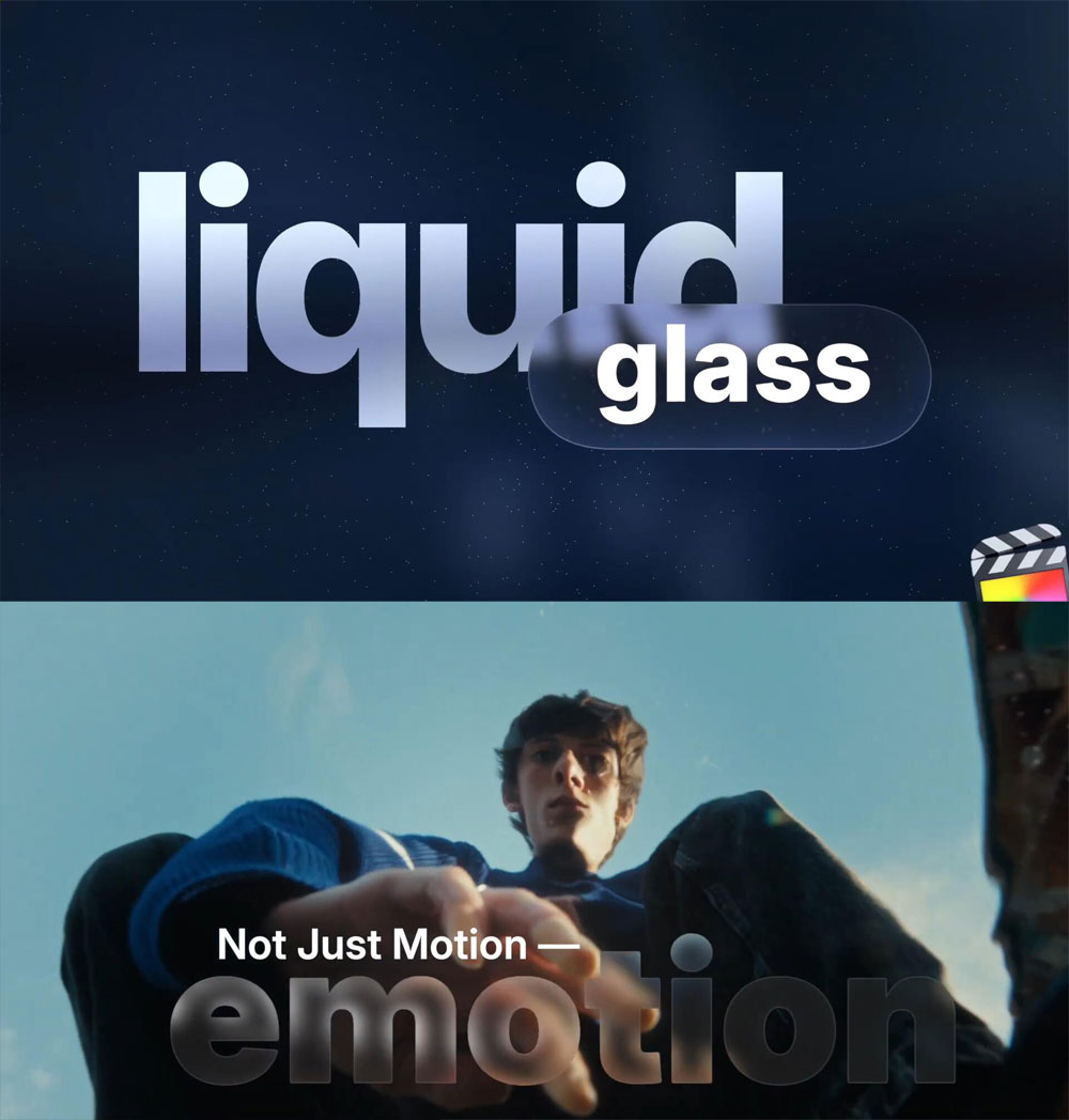 FCPX插件：41个全新苹果液态玻璃风格标题、转场过渡效果动画 Liquid Glass（13547）