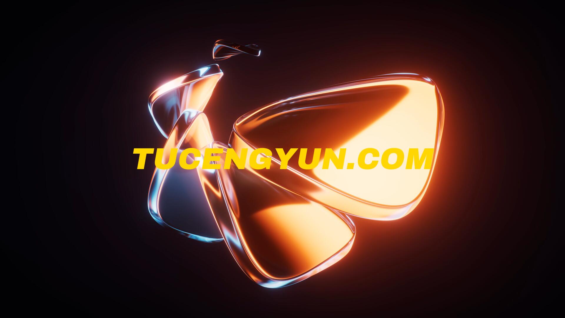 118个抽象艺术霓虹渐变几何3D水晶玻璃发光波浪缎面动态背景视频素材（13554）图层云