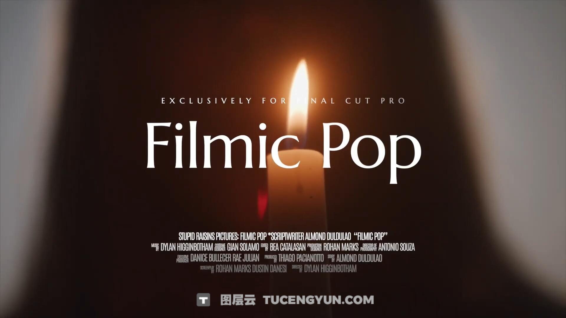 FCPX插件：20个好莱坞电影级大气优雅电影片头片尾文字标题动画 Filmic Pop（13567）图层云