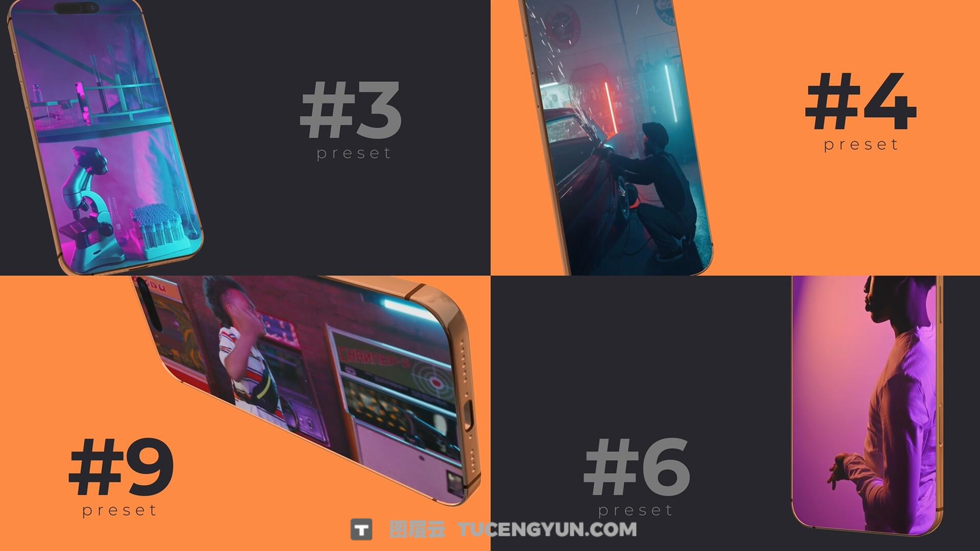 达芬奇预设：12个苹果iPhone 17 Pro手机界面3D展示模型动画（13573）图层云