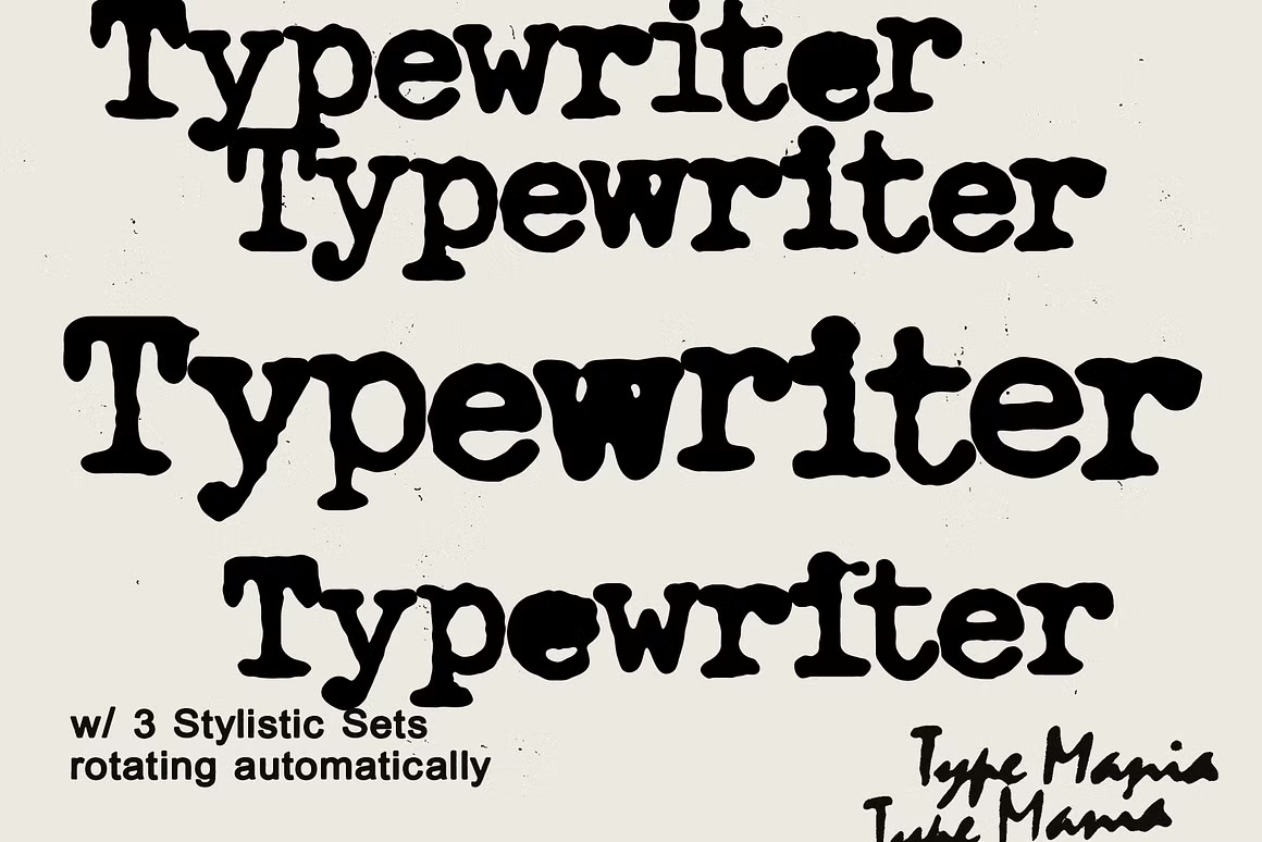英文字体：复古仿旧斑驳墨迹渗透手写打字机效果封面海报设计字体 Typewriter TM – Distressed Typer（13578）图层云