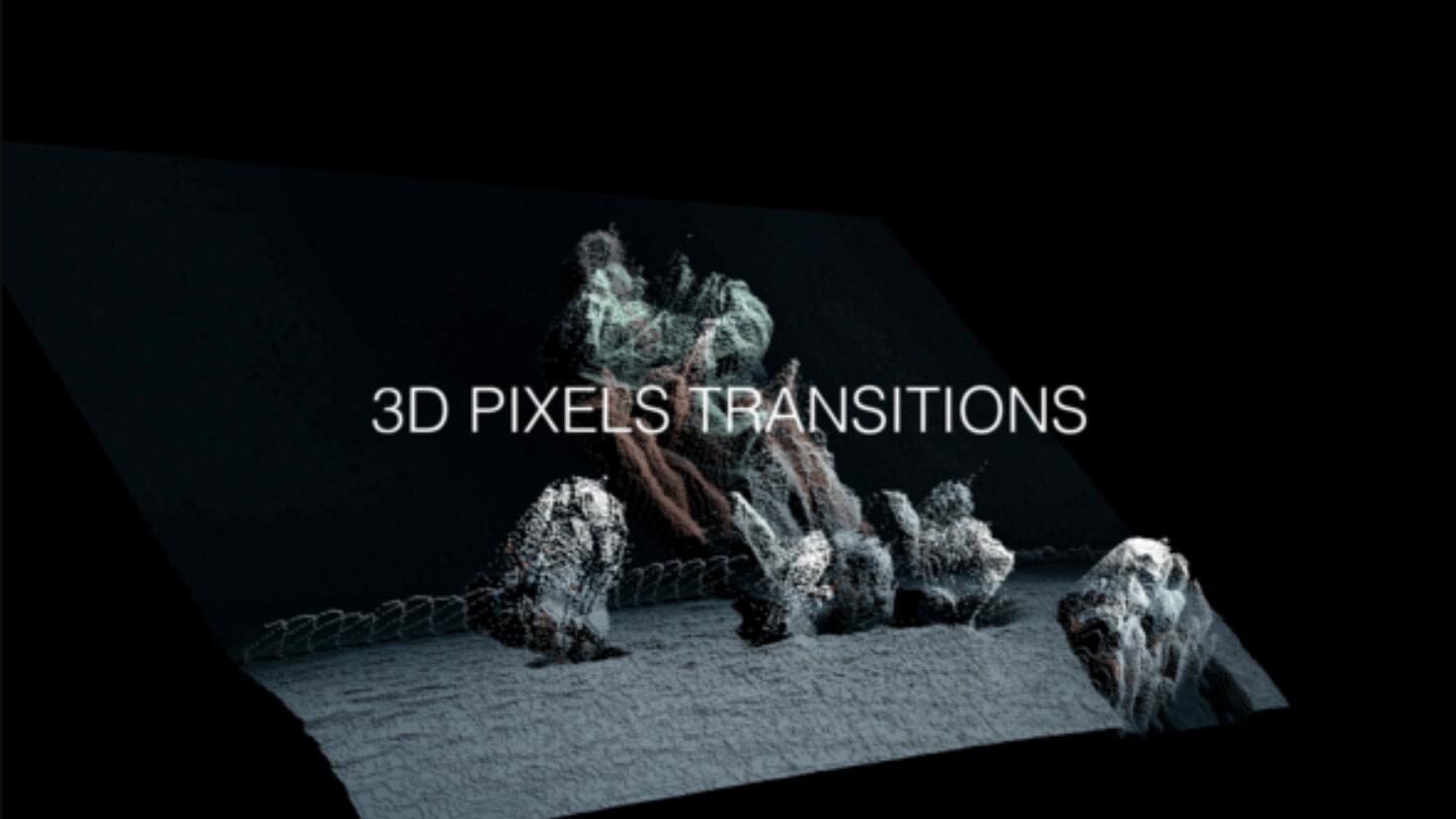 AE/PR模板：全新3D像素风格失真颗粒感转场过渡（13597）