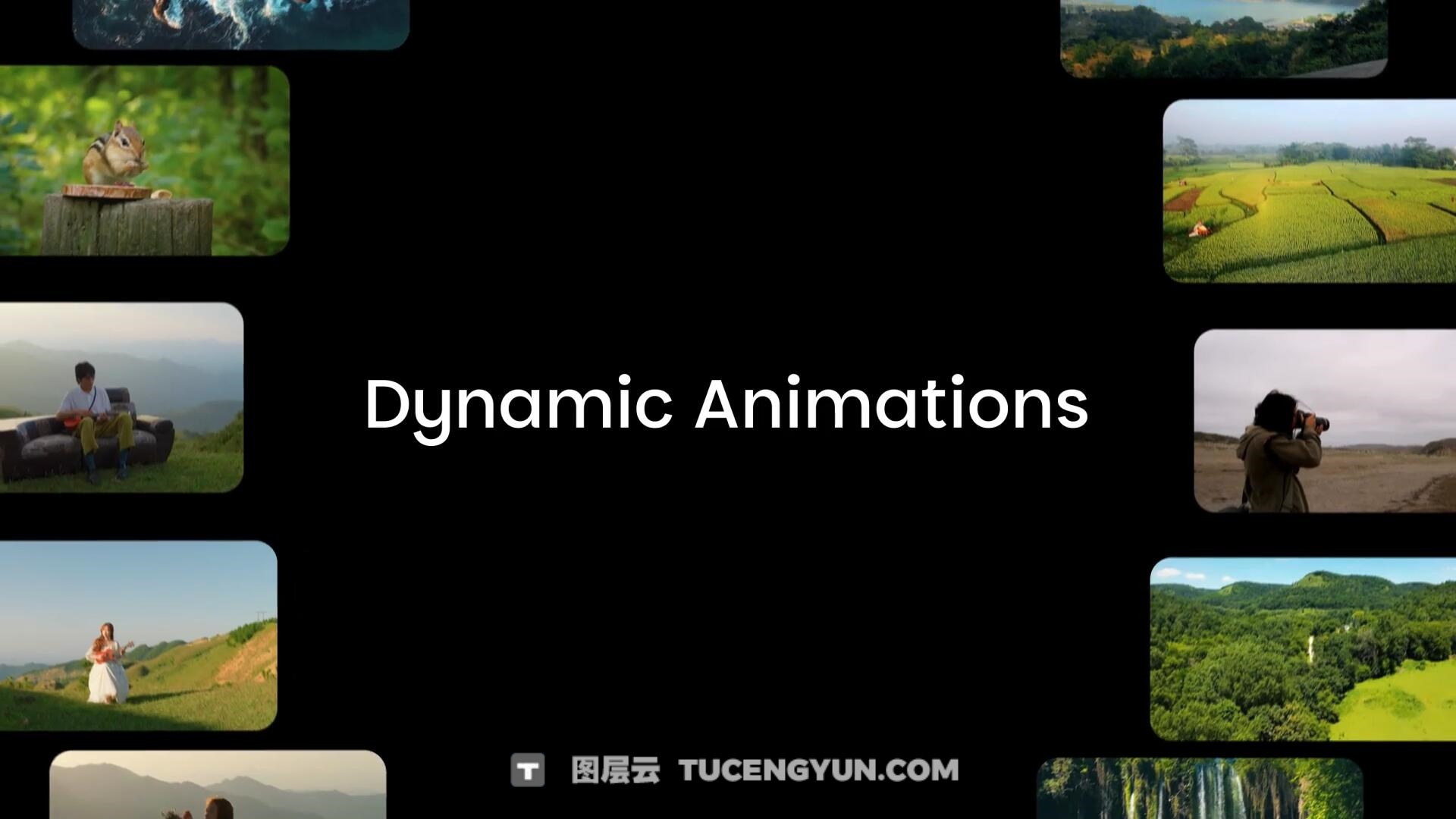 AE模板：极简美学沉浸式裸眼3D立体环绕照片轮播照片视频展示效果（13605）图层云
