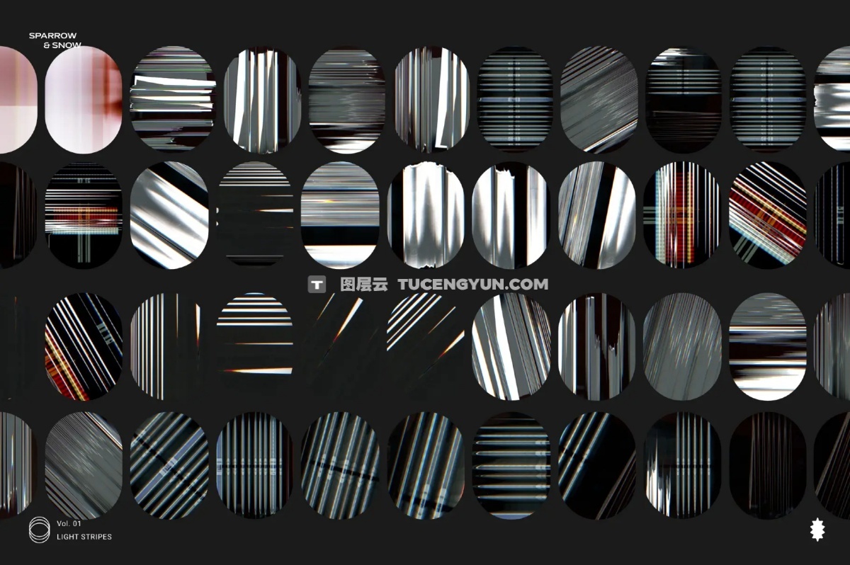 65种高分辨率线性霓虹浅色渐变条纹叠加背景纹理 Light Stripes Hi-Res Overlays & Textures（13610）图层云
