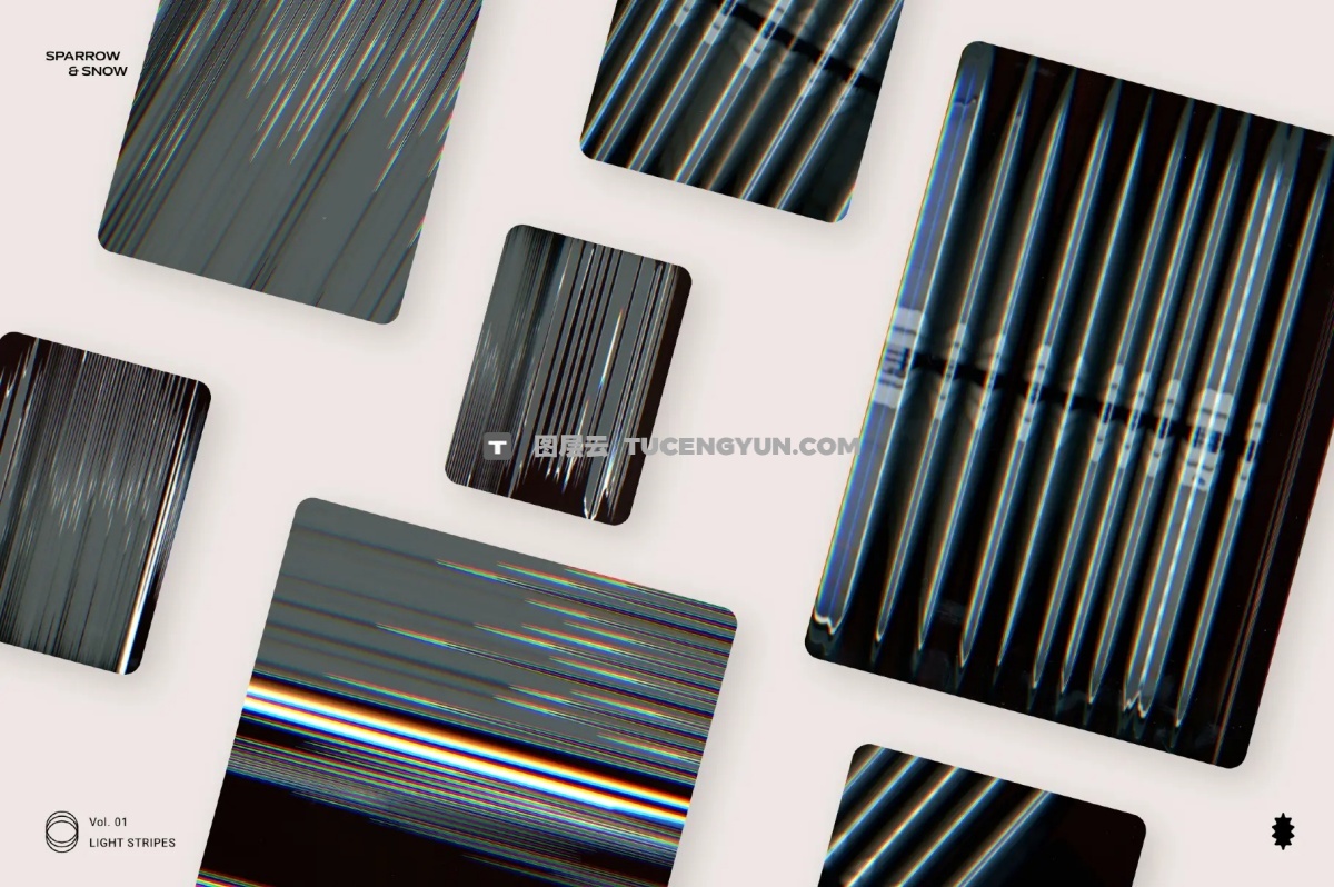 65种高分辨率线性霓虹浅色渐变条纹叠加背景纹理 Light Stripes Hi-Res Overlays & Textures（13610）图层云