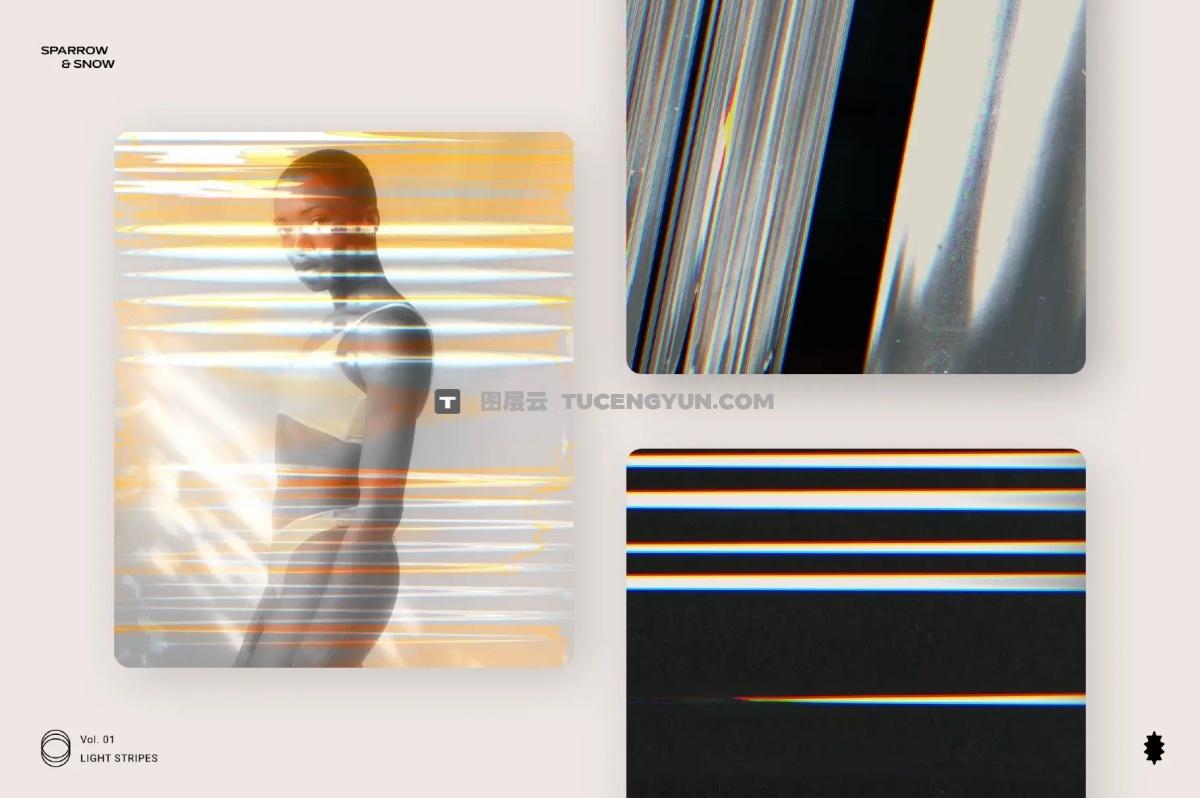 65种高分辨率线性霓虹浅色渐变条纹叠加背景纹理 Light Stripes Hi-Res Overlays & Textures（13610）图层云