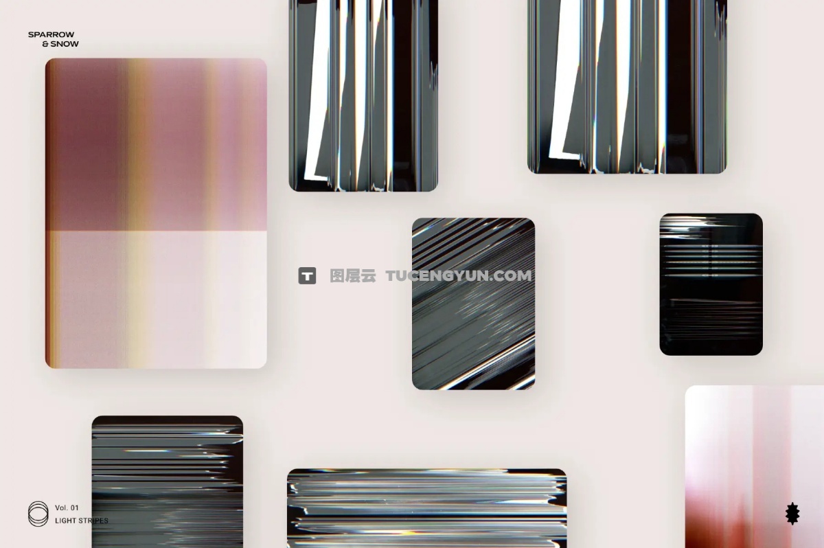 65种高分辨率线性霓虹浅色渐变条纹叠加背景纹理 Light Stripes Hi-Res Overlays & Textures（13610）图层云