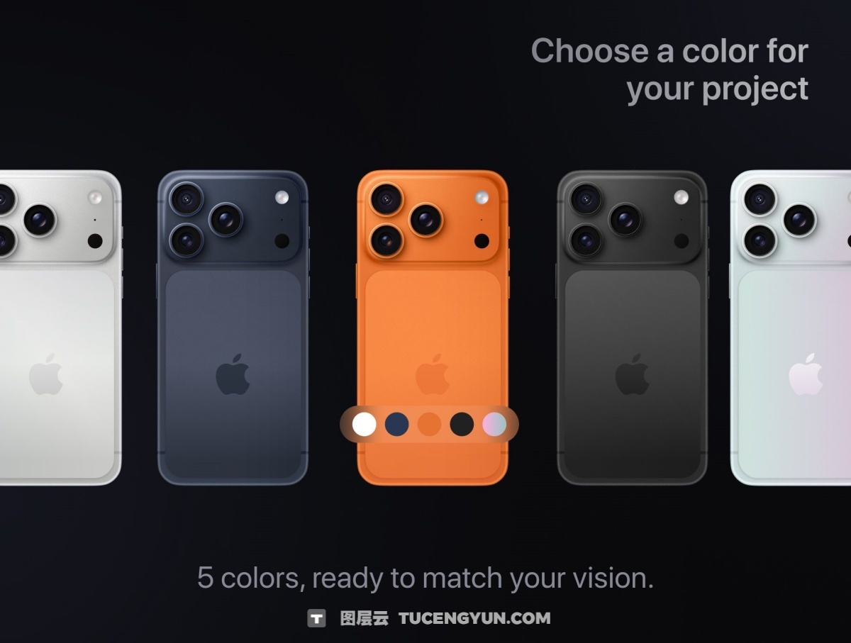苹果iPhone 17 Pro Max手机UI平面界面设计展示Figma矢量样机 Iphone 17 Pro Max Mockup | Vector Figma（13623）图层云