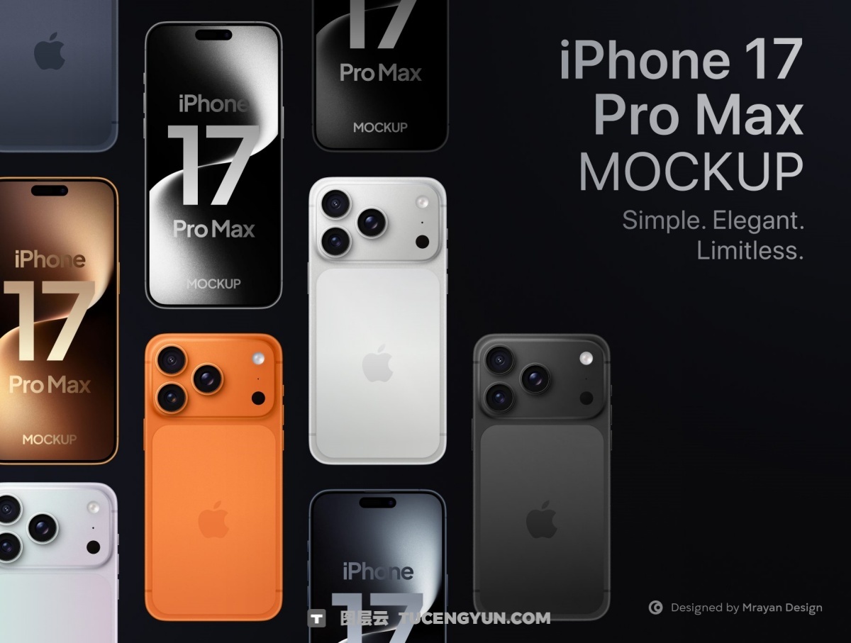 苹果iPhone 17 Pro Max手机UI平面界面设计展示Figma矢量样机 Iphone 17 Pro Max Mockup | Vector Figma（13623）图层云