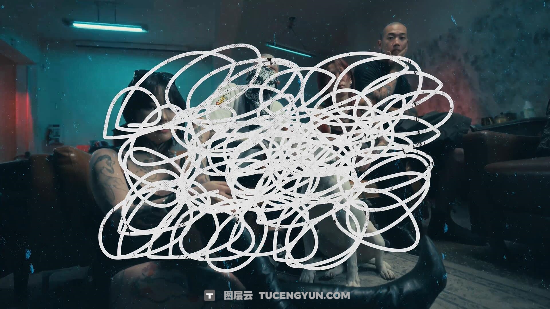 AE/PR/达芬奇模板：20个潦草蹩脚凌乱手绘艺术线条标记叠加元素动画（13652）图层云