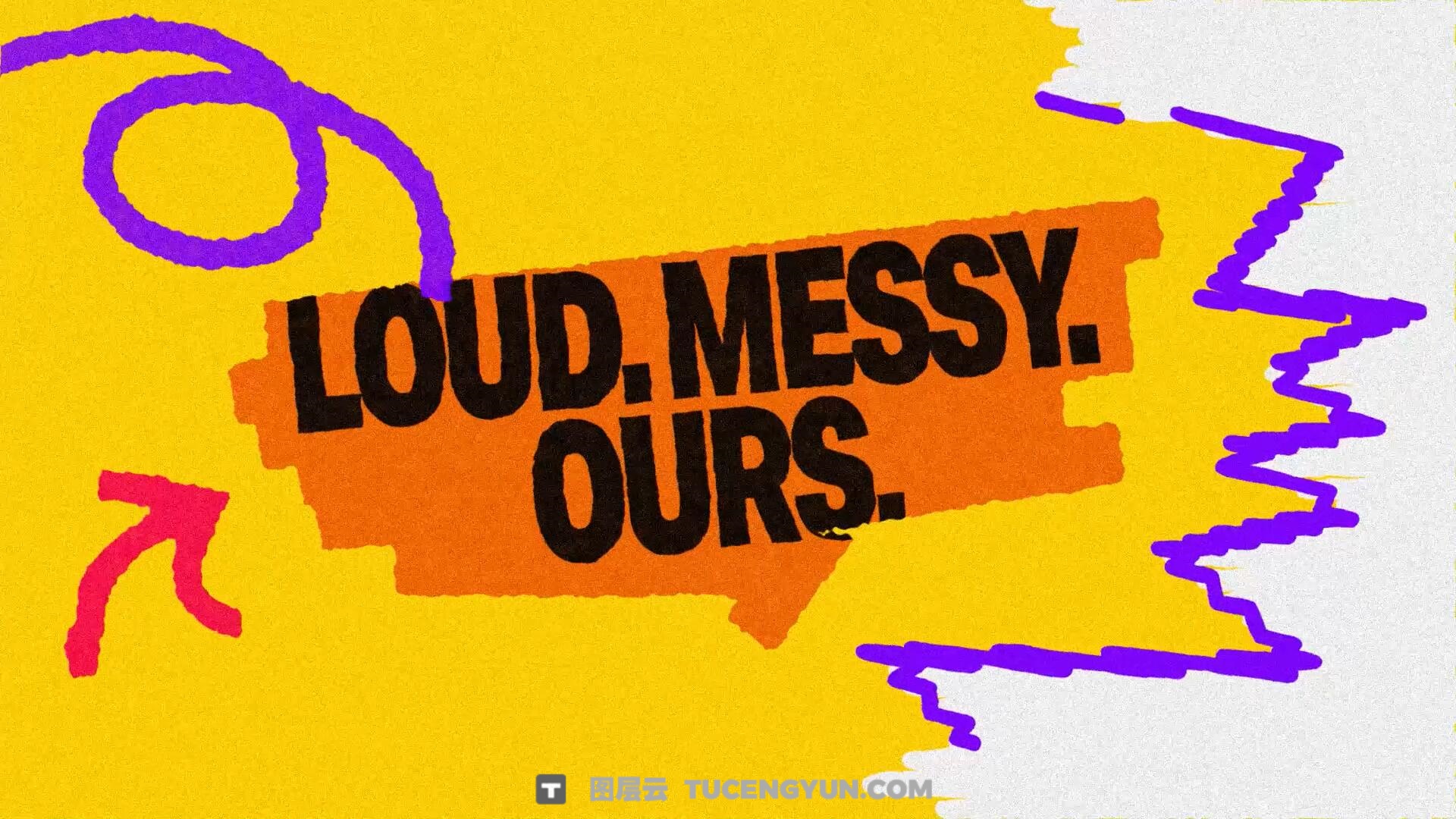 AE模板：大胆潦草粉笔手绘涂鸦粗糙文字标题动画（13879）图层云