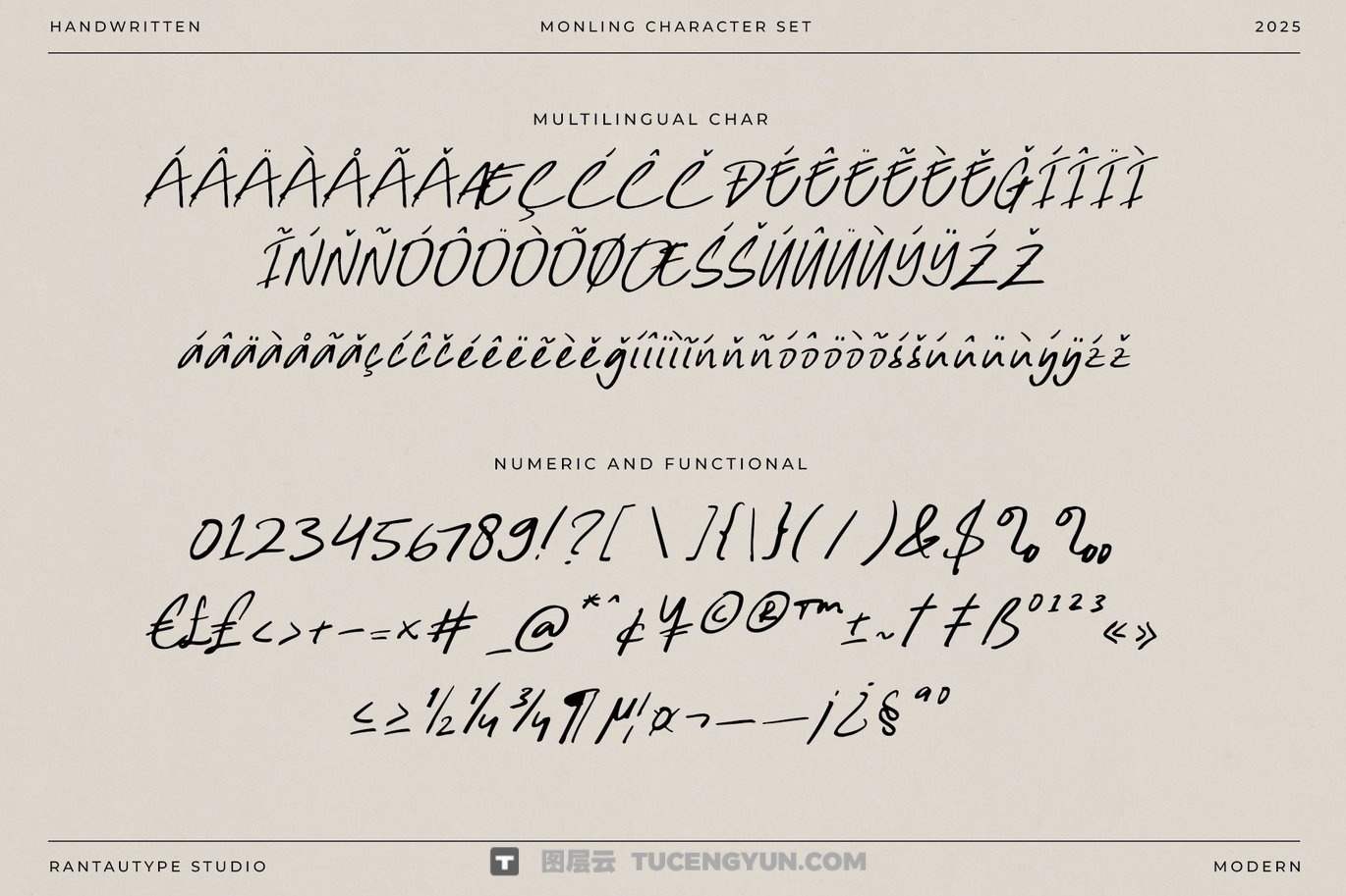 英文字体：真实自然流畅手写连笔logo徽标标题排版字体 Monling Handwritten Notes Font（13688）图层云
