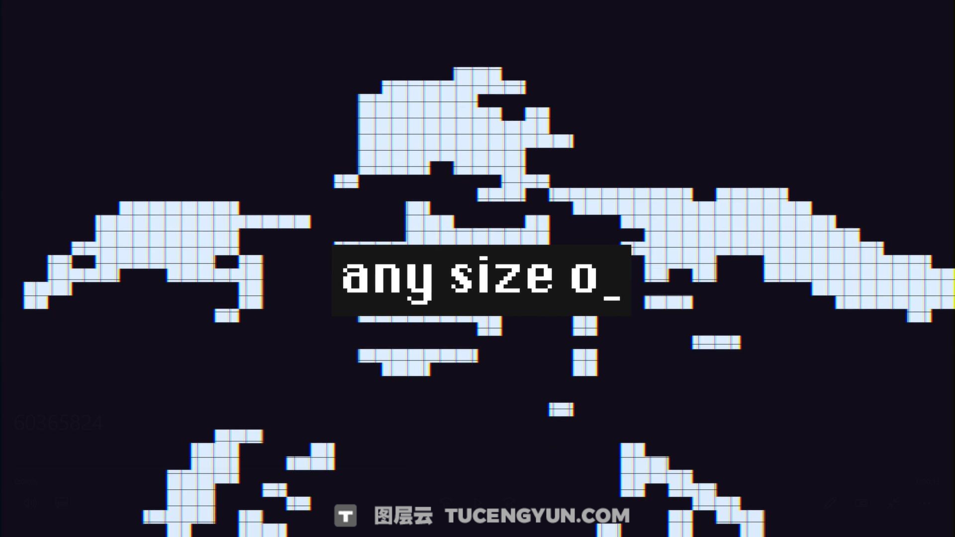 AE模板：复古8bit像素风格做旧半色调数字失真动态艺术效果模板（13692）图层云