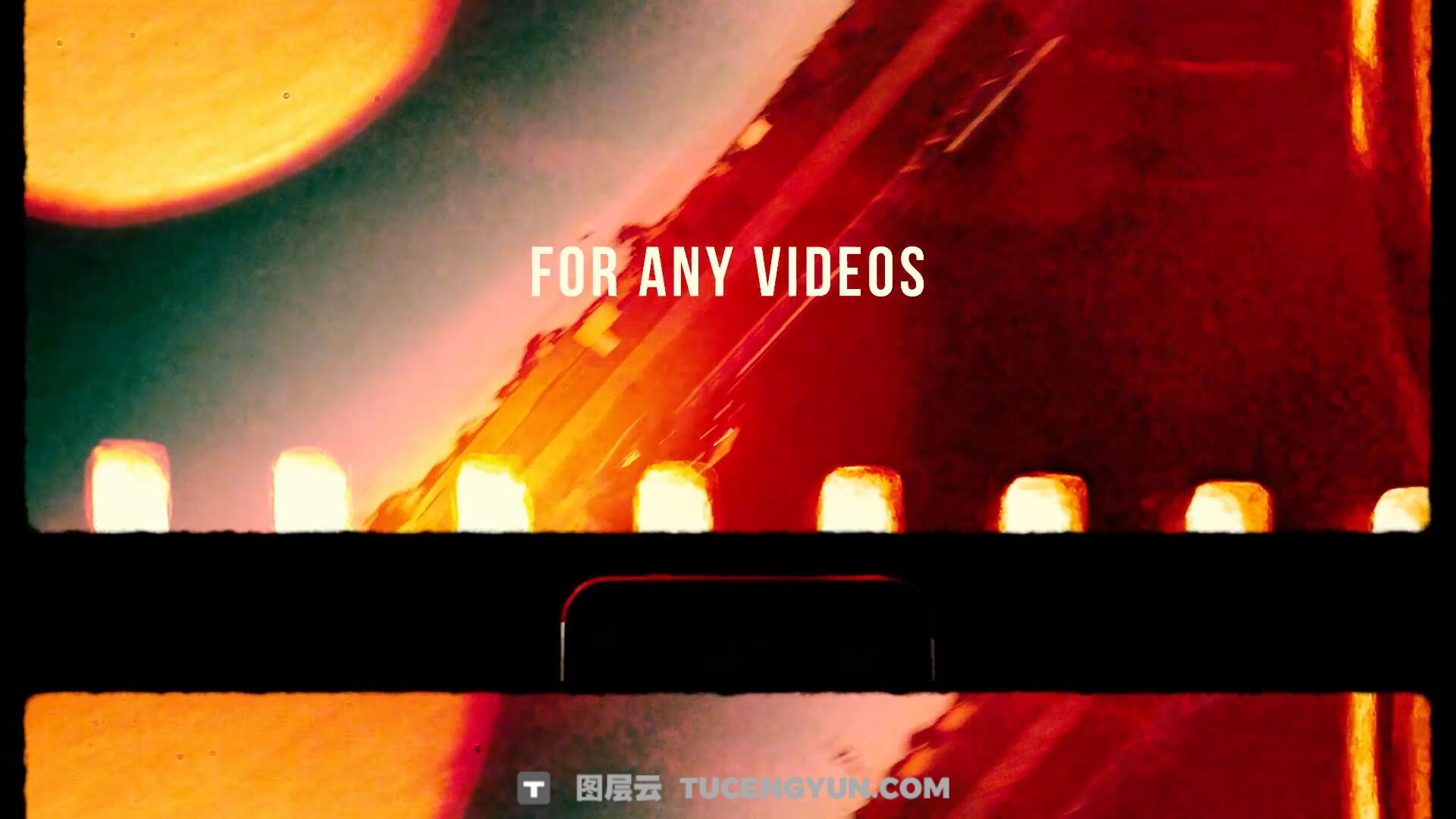 FCPX插件：50个复古Super 8mm胶片打孔、烧录、漏光、砂砾、快门无缝转场过渡+音效（13696）图层云