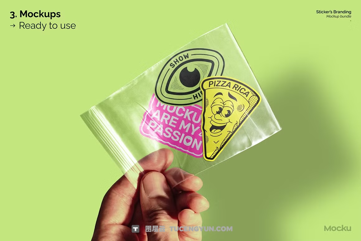 复古质感VI文创品牌异形贴纸logo徽标插画设计展示PSD样机效果图套件 Sticker’s Branding Mockup Bundle（13700）图层云