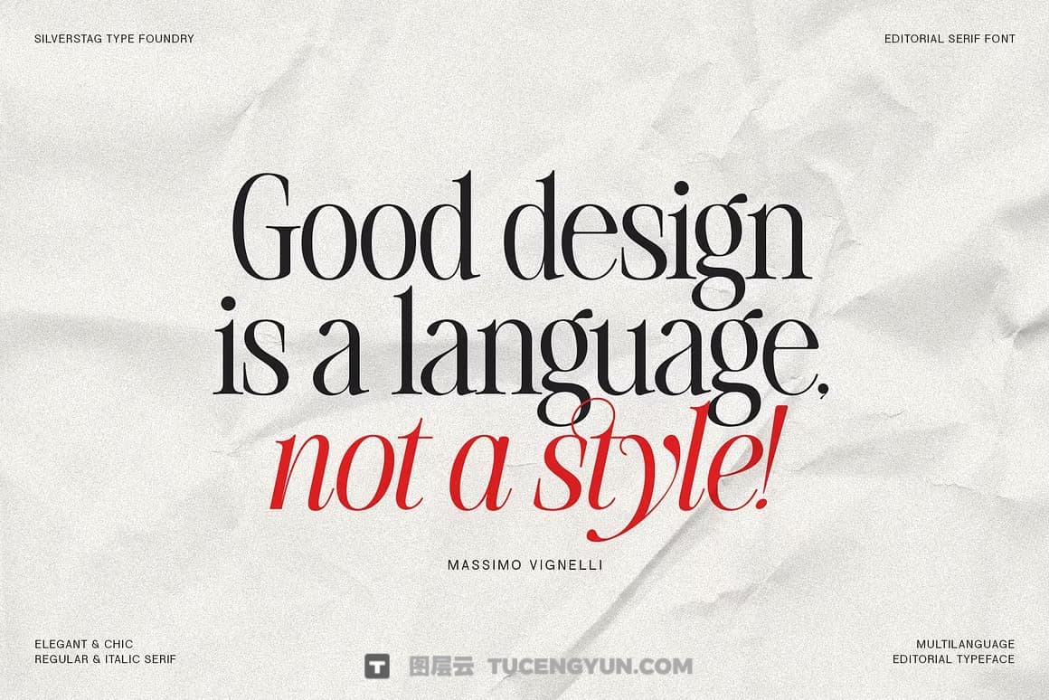 英文字体：80年代高级时装杂志文艺logo标题衬线排版海报封面字体 The Silver Editorial Serif Font（13707）图层云