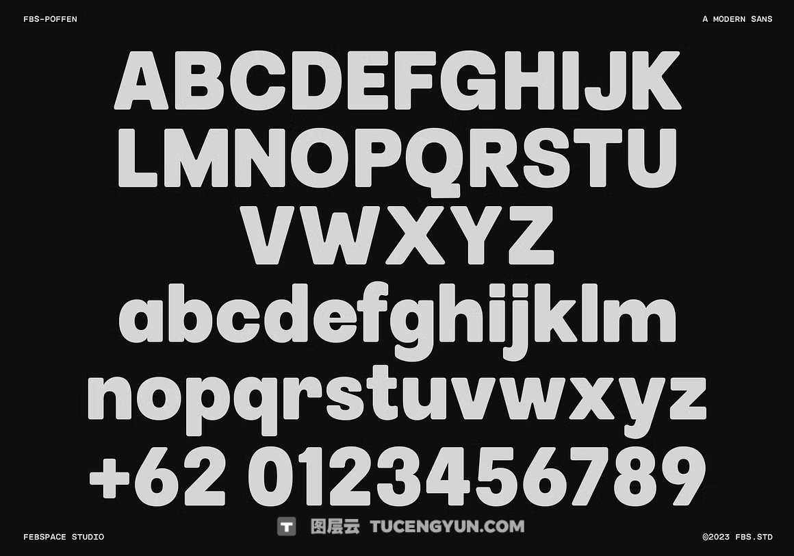 英文字体：极简主义粗体多功能无衬线圆角封面海报设计字体 FBS Poffen（13712）图层云