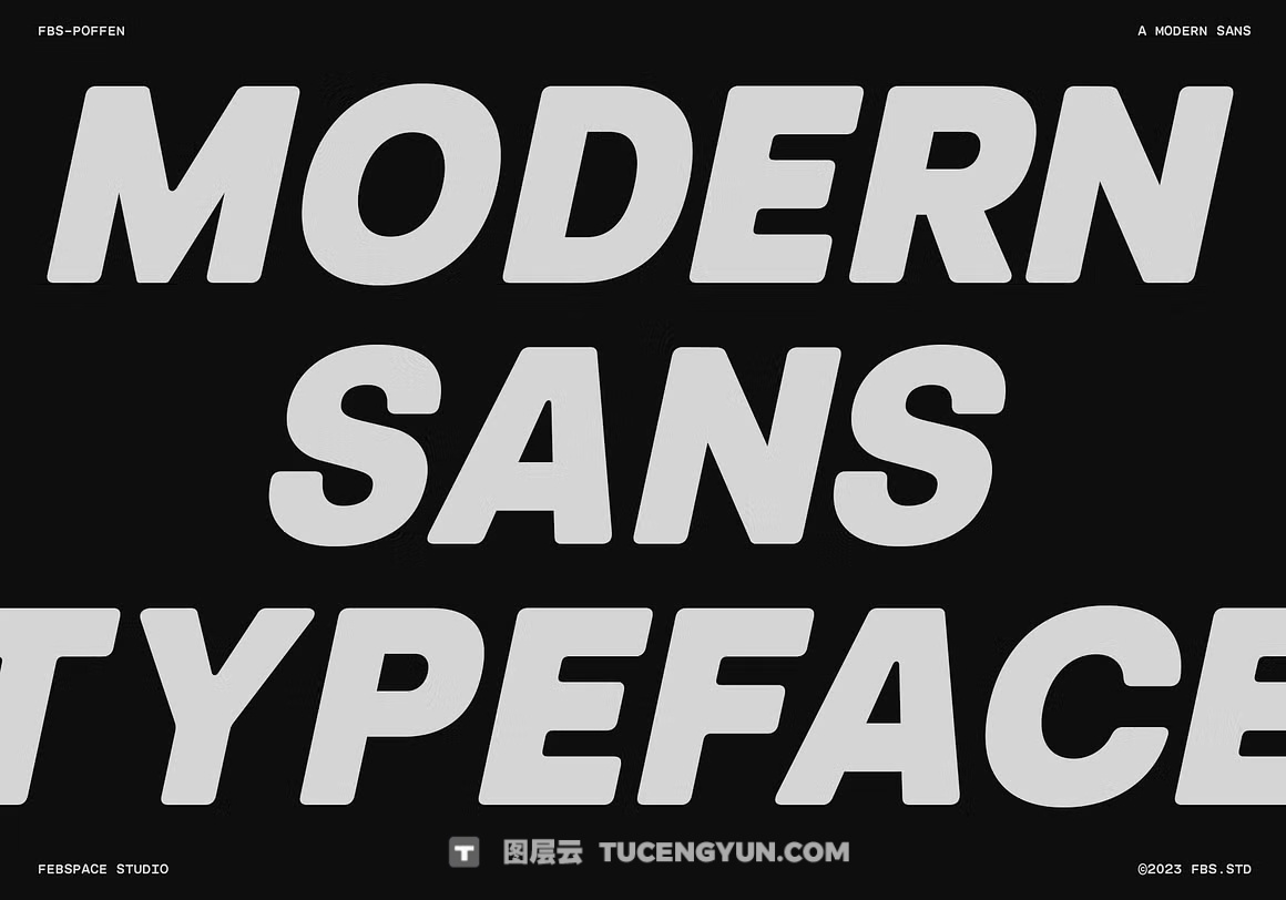 英文字体：极简主义粗体多功能无衬线圆角封面海报设计字体 FBS Poffen（13712）图层云