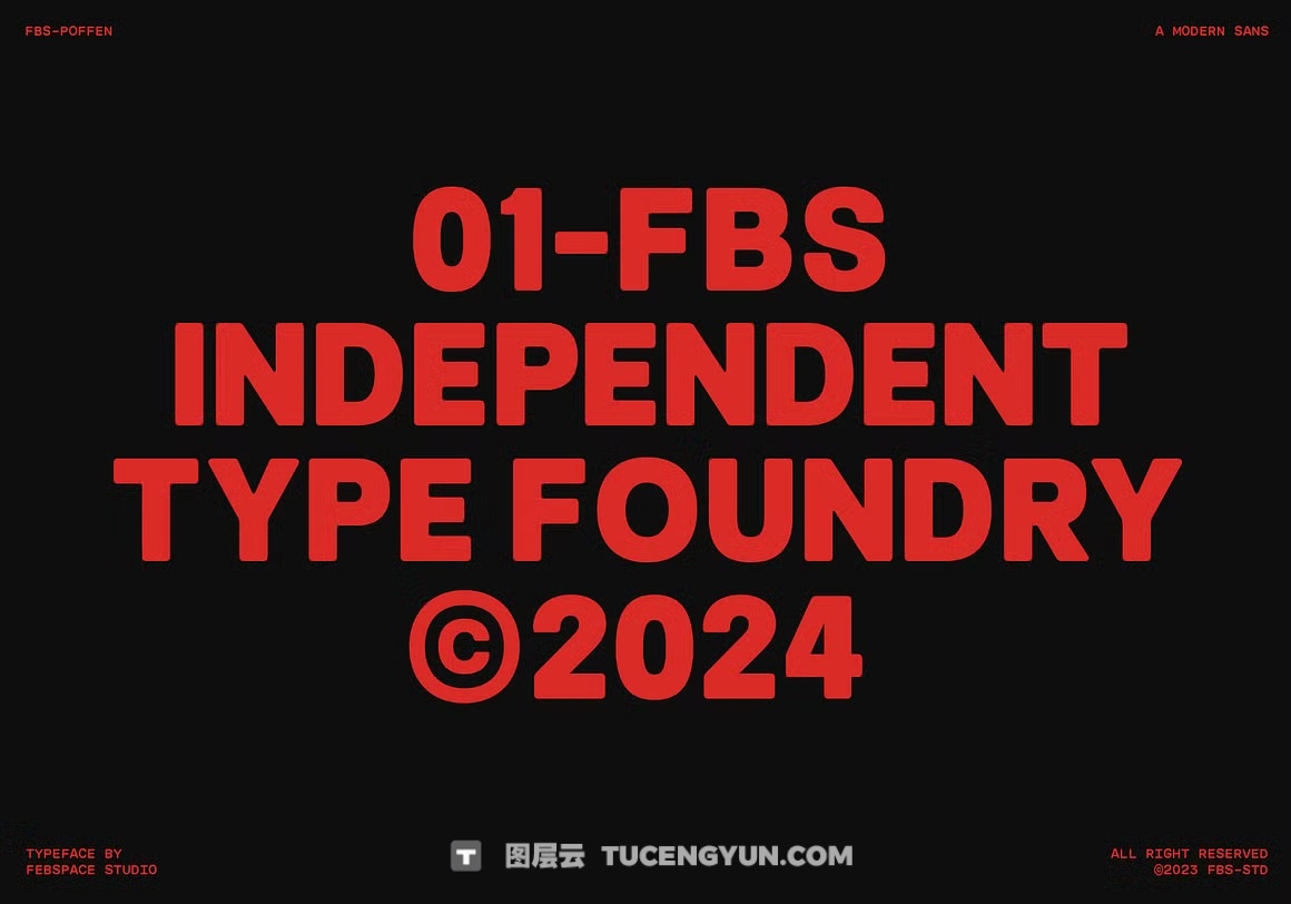 英文字体：极简主义粗体多功能无衬线圆角封面海报设计字体 FBS Poffen（13712）图层云