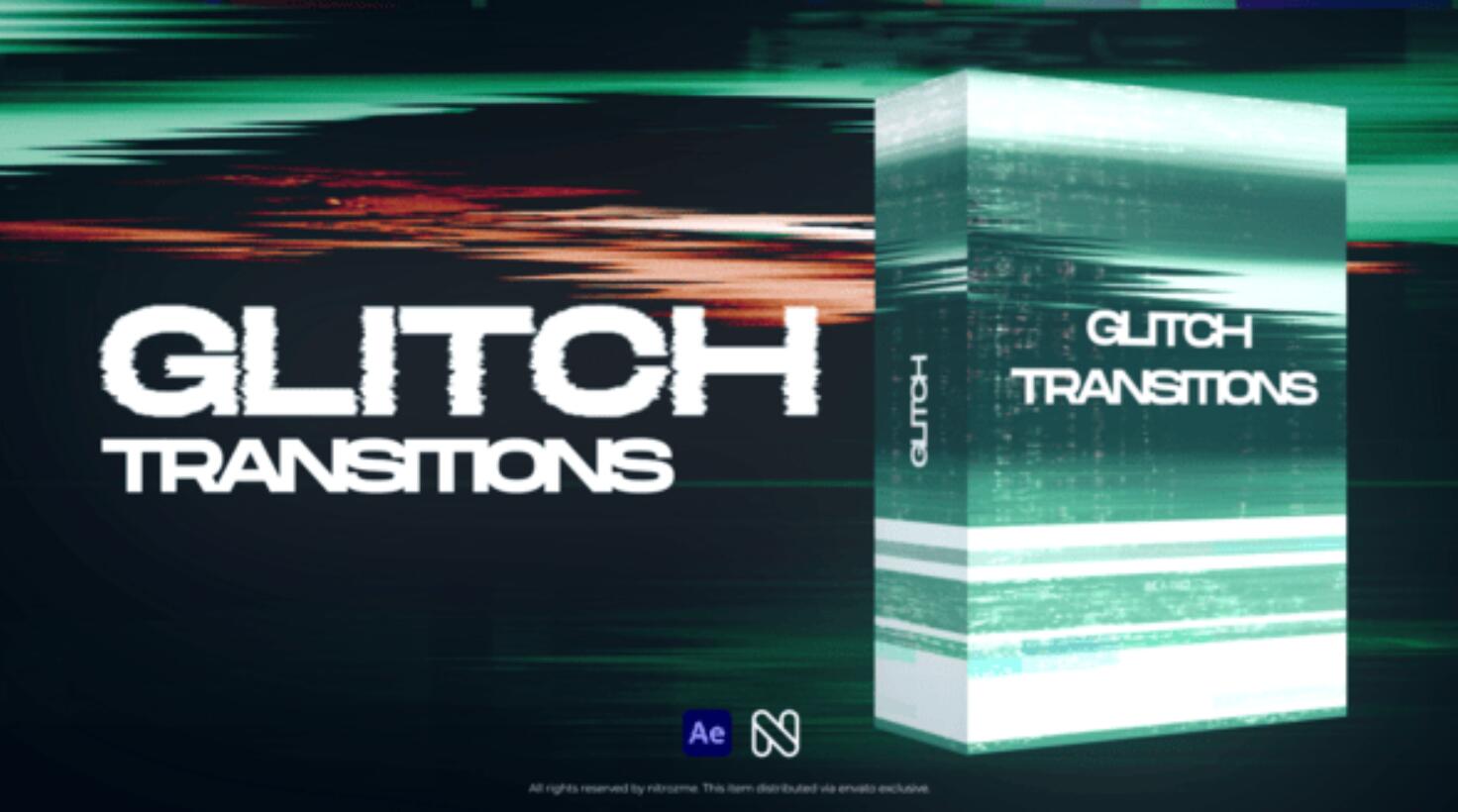 AE/PR/达芬奇模板:真实信号模拟伪影色差数据损坏失真无缝转场过渡+音效(13780)