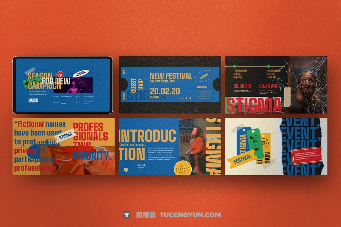 PPT模板:街头复古潮流时尚创意撞色PPT演示文稿模板 STIGMA Powerpoint – Creative Design(13896)图层云 PPT模板:街头复古潮流时尚创意撞色PPT演示文稿模板 STIGMA Powerpoint – Creative Design(13896)图层云