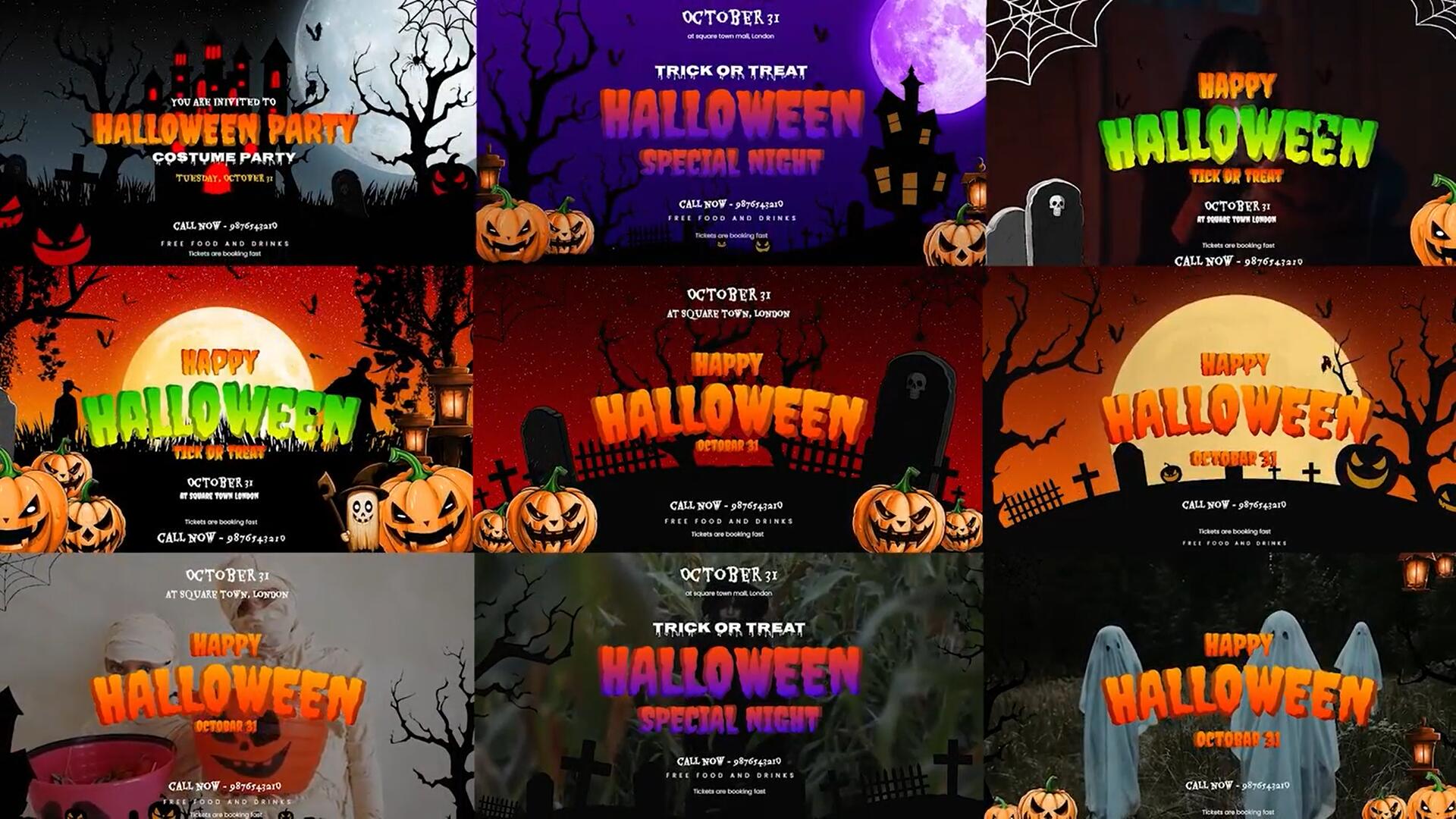 达芬奇模板：10个万圣节恐怖哥特式惊悚场景幽灵文字标题包（13791）