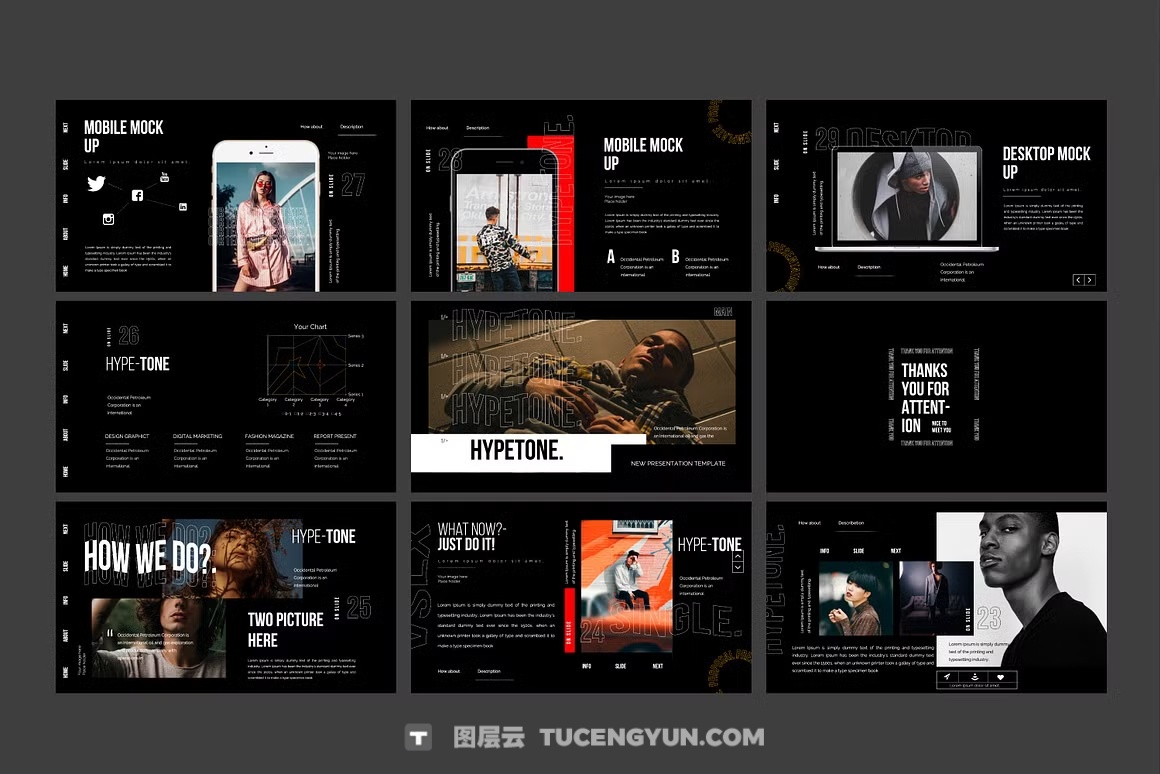 PPT模板:简约潮流黑红撞色简介信息图表分析报告Googleslide/Keynote/PPT演示模版 HYPETONE(13793)图层云 PPT模板:简约潮流黑红撞色简介信息图表分析报告Googleslide/Keynote/PPT演示模版 HYPETONE(13793)图层云