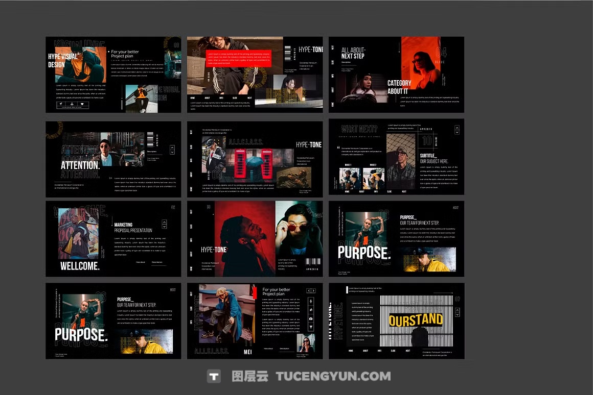 PPT模板:简约潮流黑红撞色简介信息图表分析报告Googleslide/Keynote/PPT演示模版 HYPETONE(13793)图层云 PPT模板:简约潮流黑红撞色简介信息图表分析报告Googleslide/Keynote/PPT演示模版 HYPETONE(13793)图层云