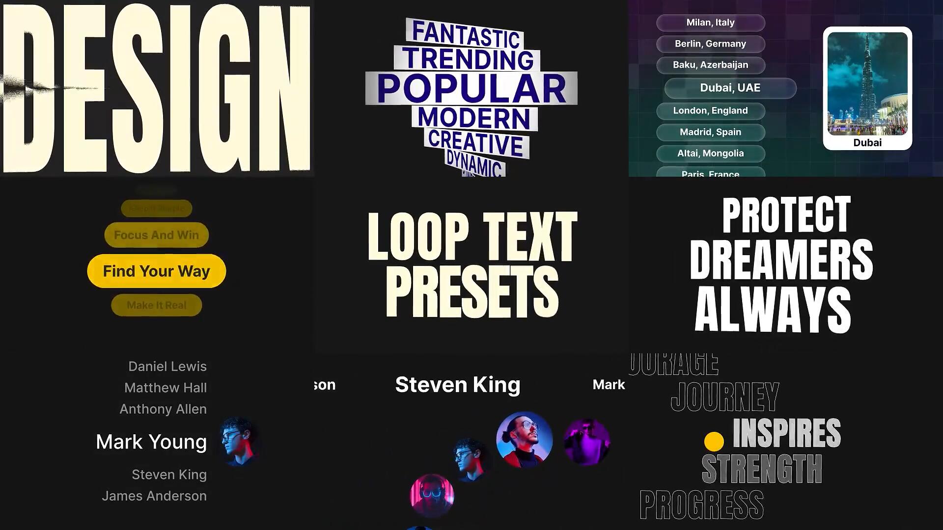 AE模板：创意风格列表文本循环动画模板（13797）