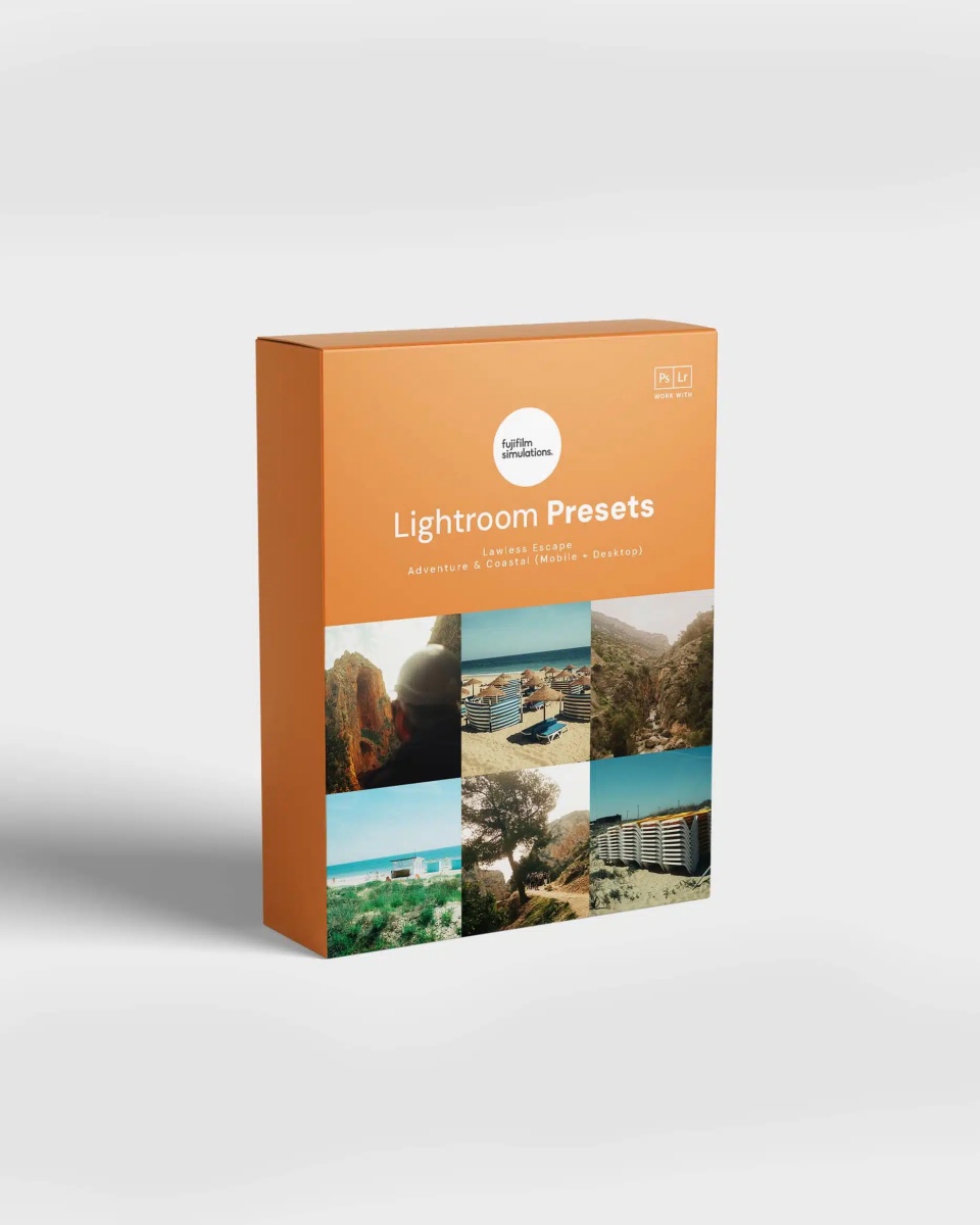LR预设:复古富士胶片风格电影冒险风景、旅行、海滩场景摄影LR调色预设 Fuji Film Simulations – Lightroom Presets – Lawless Escape X100VI(13800)