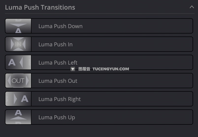 达芬奇预设：镜头画面推拉亮度溶解无缝转场过渡（13802）图层云