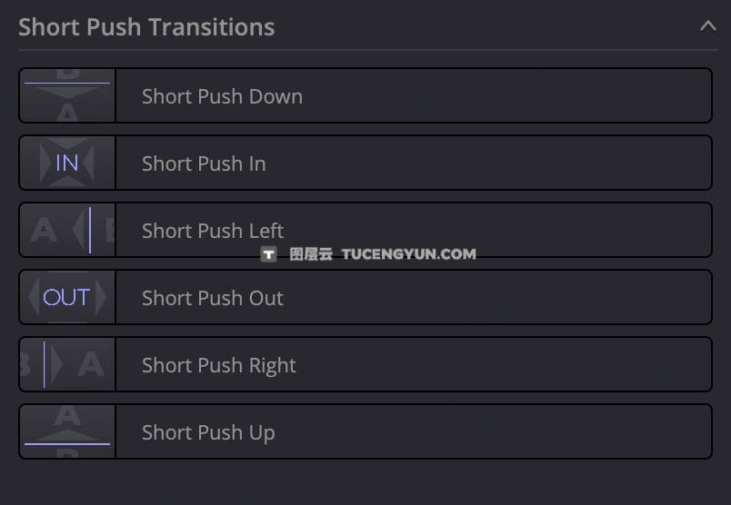 达芬奇预设：镜头画面推拉亮度溶解无缝转场过渡（13802）图层云