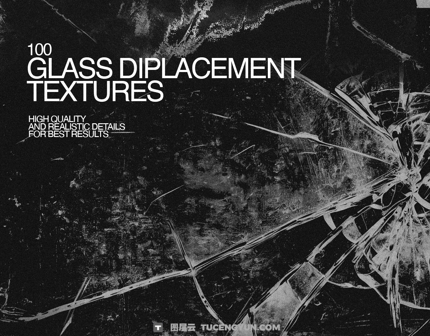 100张真实玻璃破碎裂痕折射扭曲置换叠加纹理PSD效果素材 Züli – 100 Glass Displacement Textures（13807）图层云