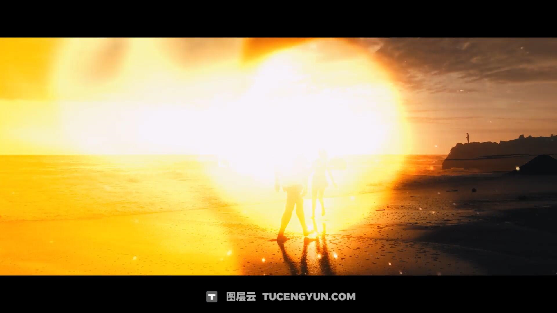 AE/达芬奇模板：24种黄金日落氛围婚礼电影剪辑光线闪光、光晕、漏光、柔和模糊转场过渡（13819）图层云