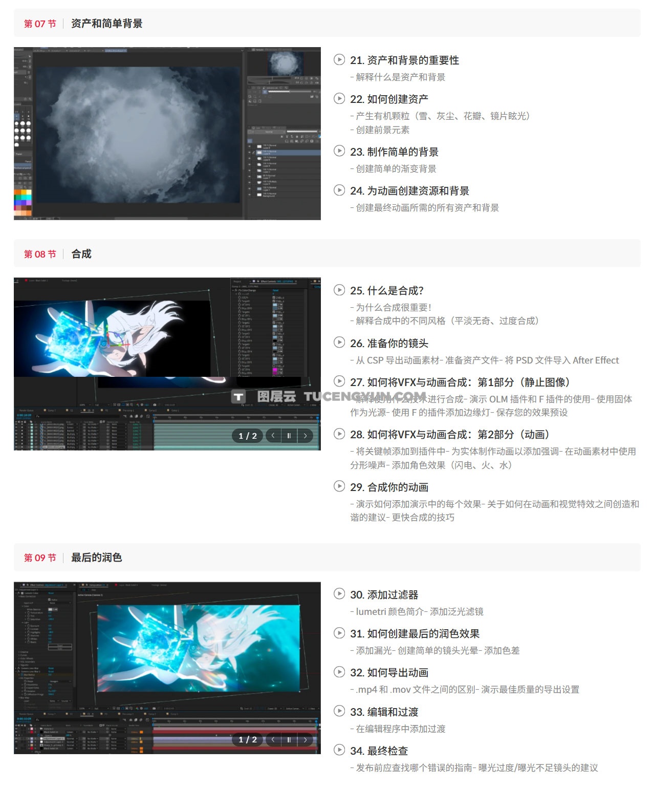 大师课程：完美2D动画VFX特效合成全流程AE视频课程+项目文件 中文字幕（13824）图层云