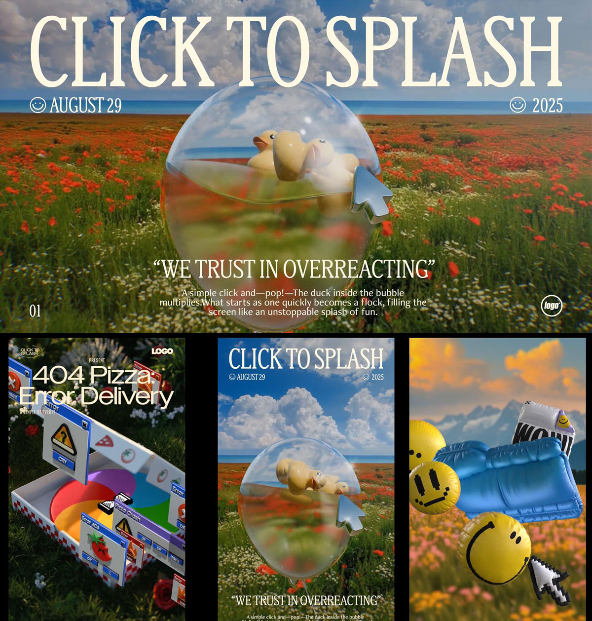 AE模板：创意潮流3D艺术风格品牌物料元素动画模板（13825）