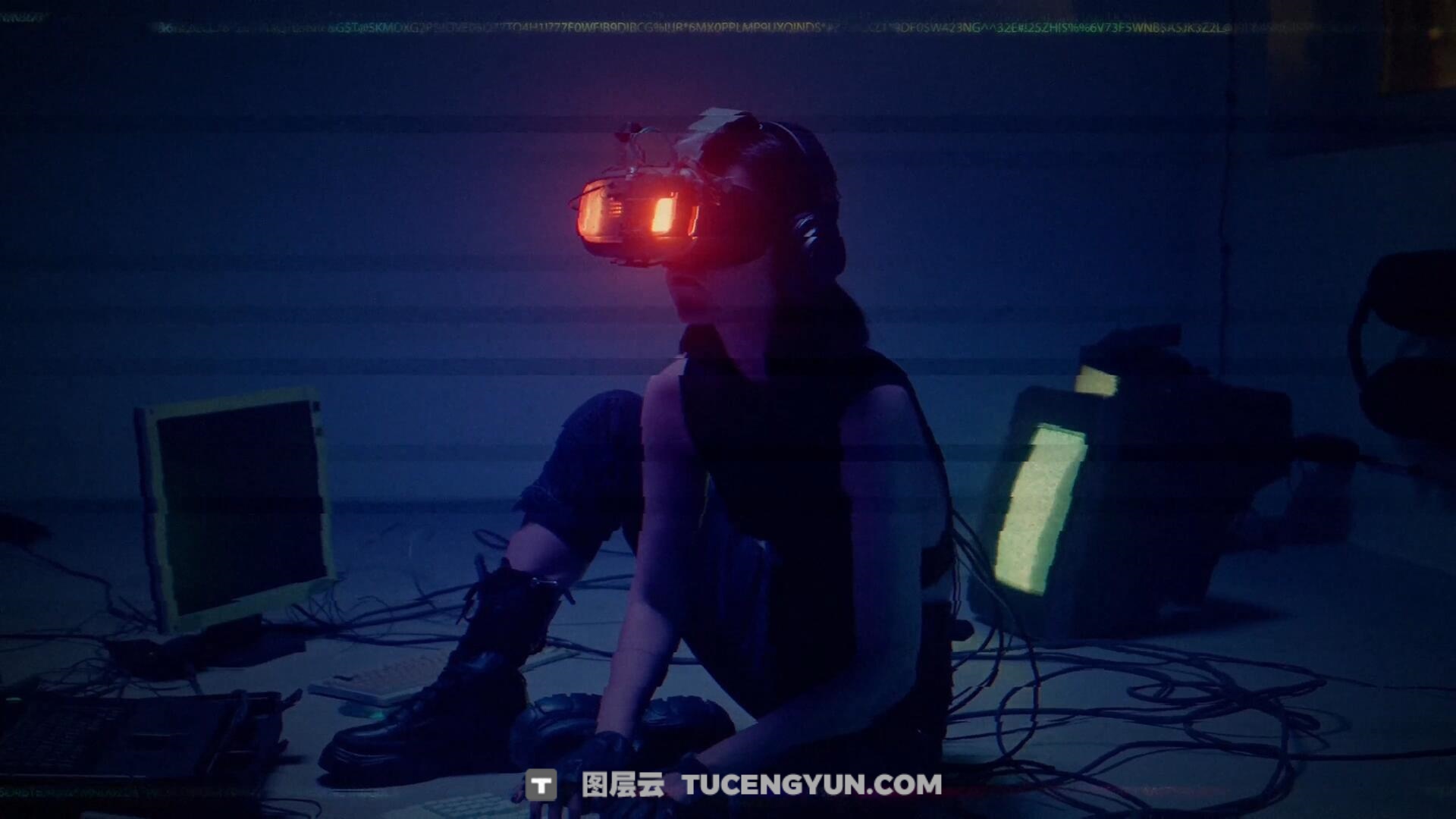 达芬奇预设：老式CRT黑客入侵数据失真程序代码屏幕警告视觉叠加效果（13826）图层云