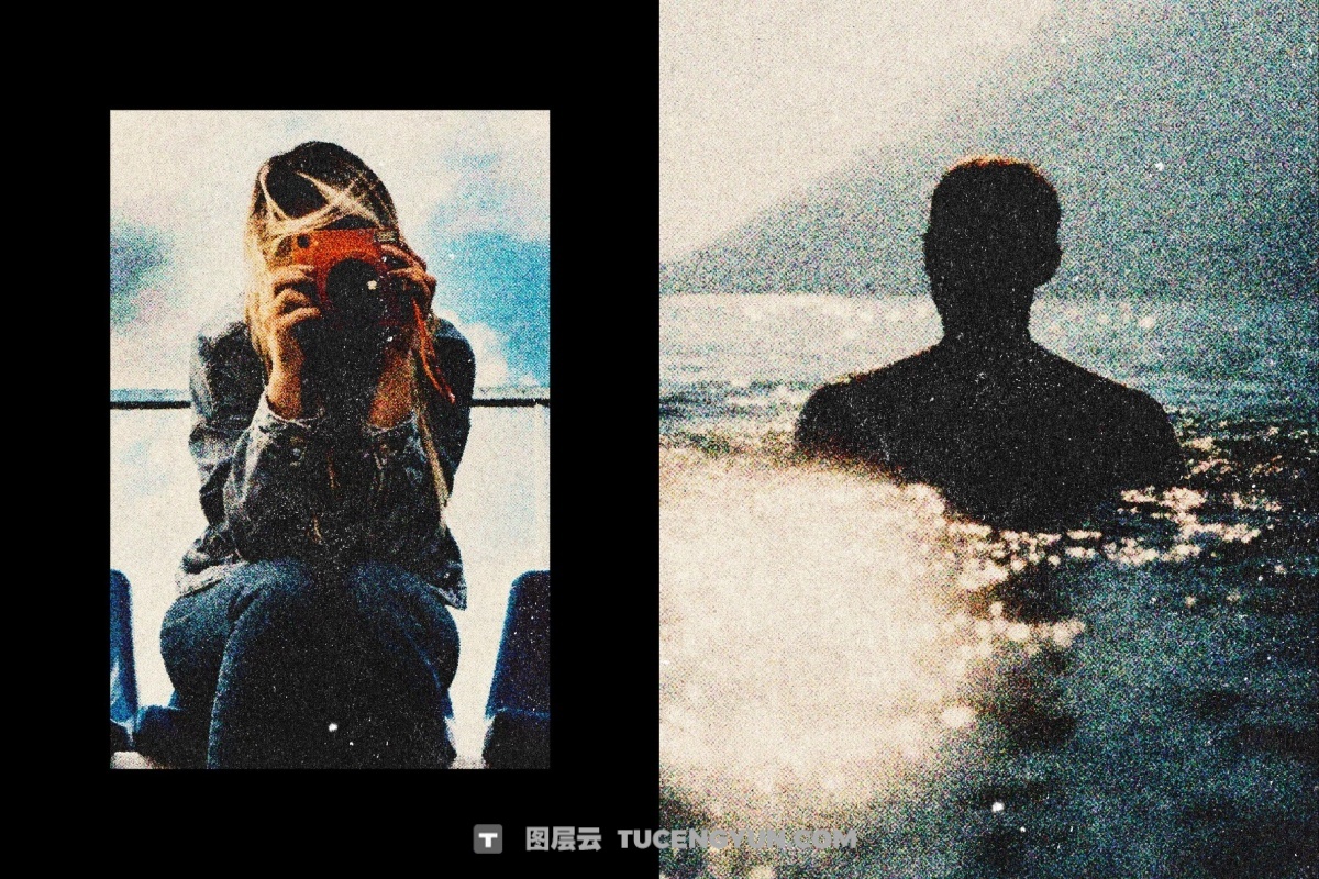 老式胶片风格深邃色调厚颗粒叠加电影海报封面设计PSD特效样机 Retro Heavy Grained Photo Effect（13829）图层云