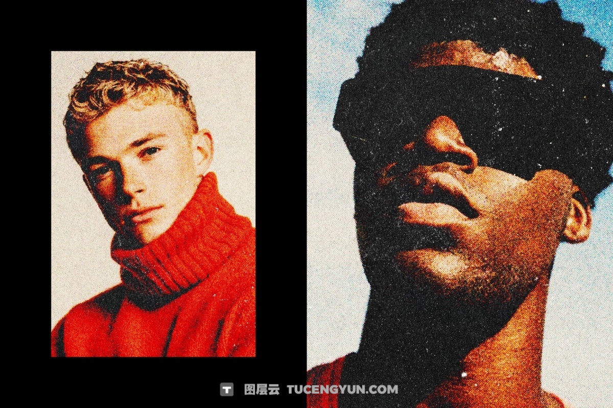 老式胶片风格深邃色调厚颗粒叠加电影海报封面设计PSD特效样机 Retro Heavy Grained Photo Effect（13829）图层云