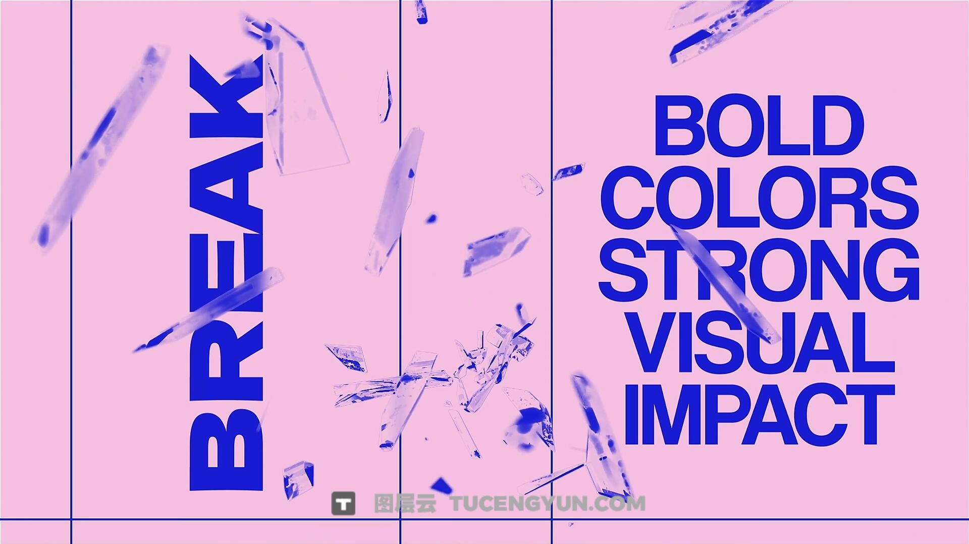 PR模板：抽象设计感玻璃破碎效果文字模糊排版开场片头（13831）图层云