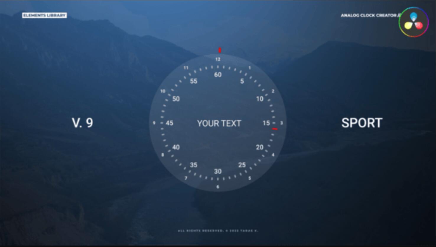 达芬奇预设：9种现代风格时钟计时器倒计时效果动画（13859）