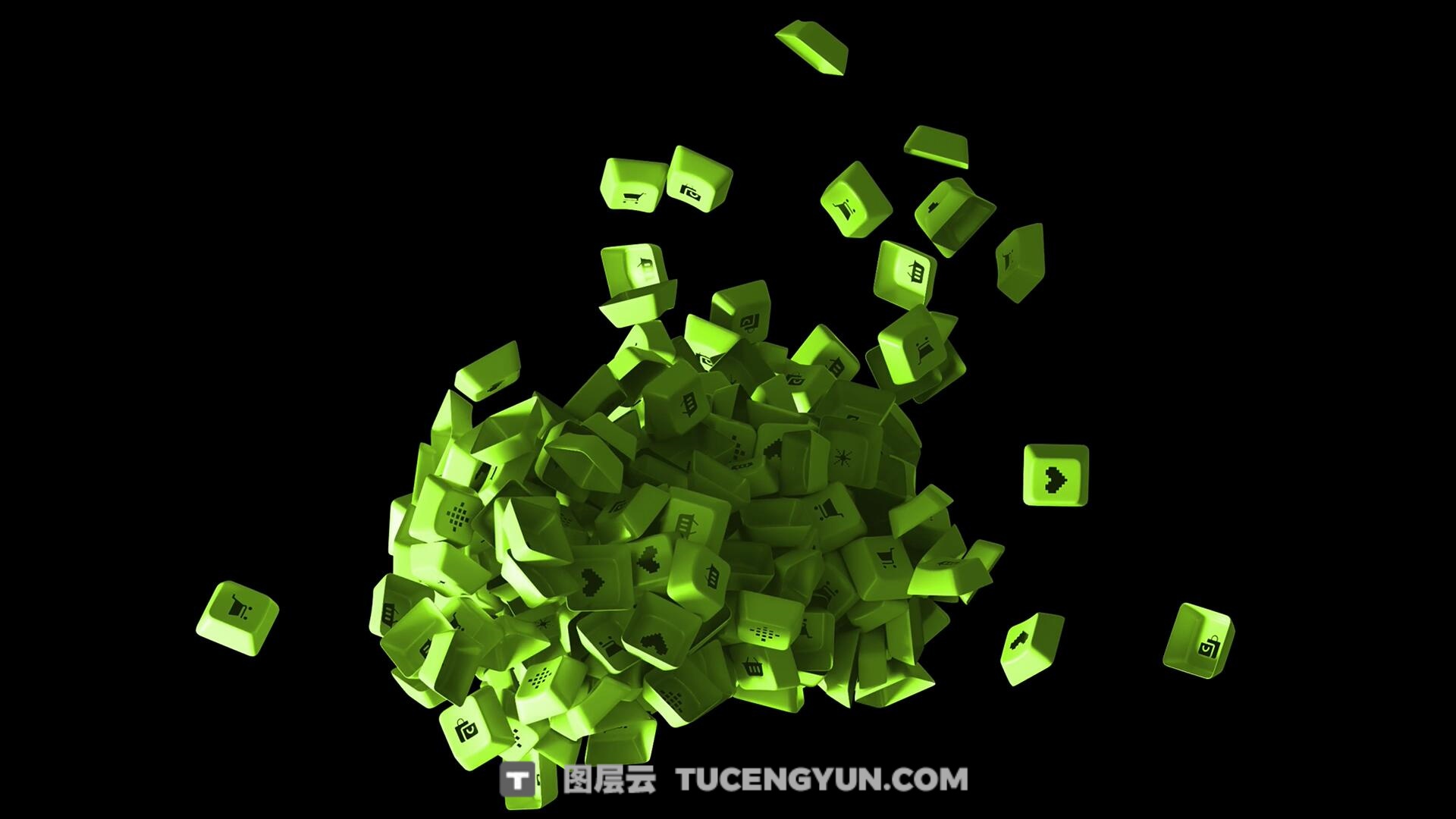 视频素材：赛博朋克风格创意潮流物料剪辑元素物品叠加动画（13860）图层云